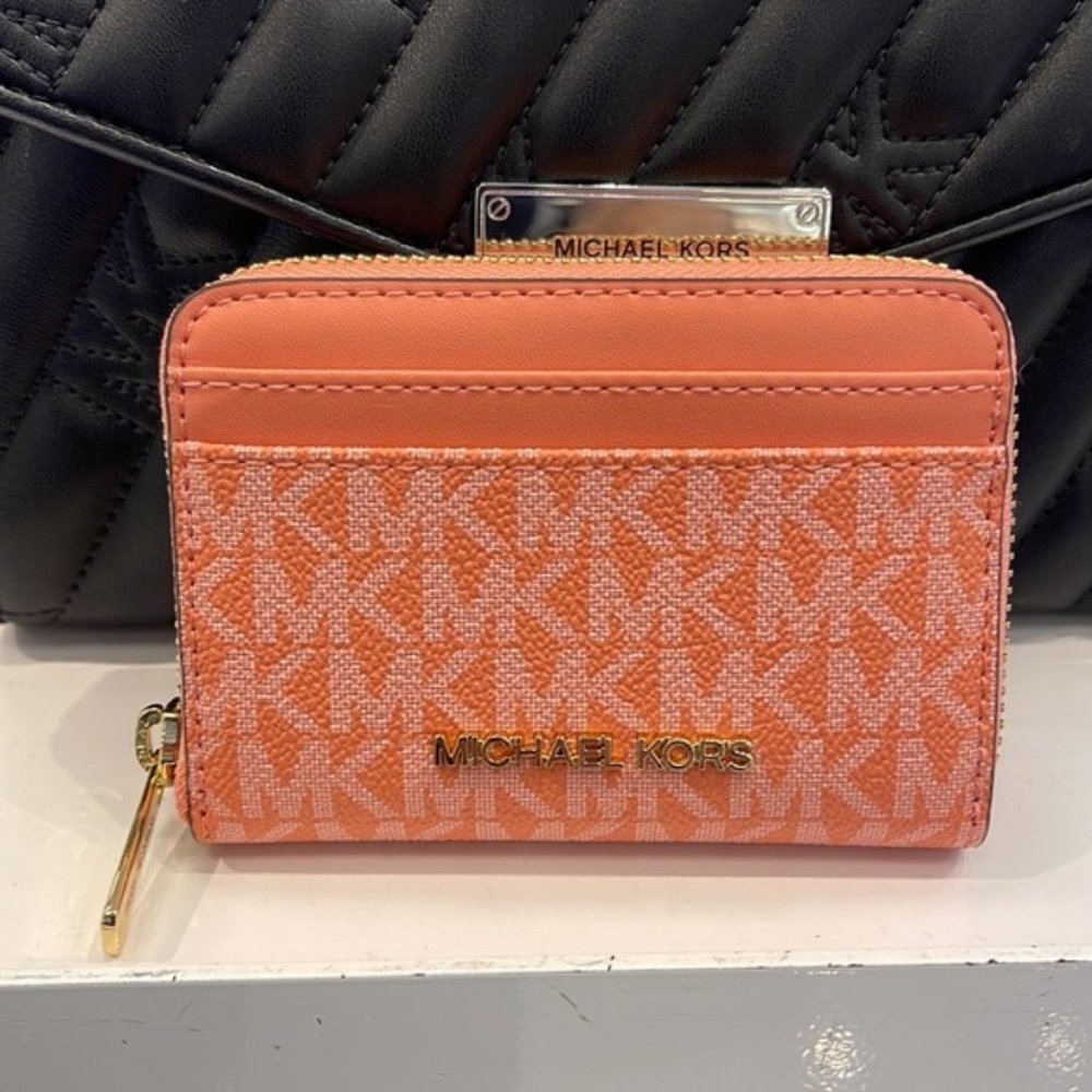 Michael Kors Jet Set Travel Medium Zip Around Card Case Sherbert Multi - Picture 15 of 16
